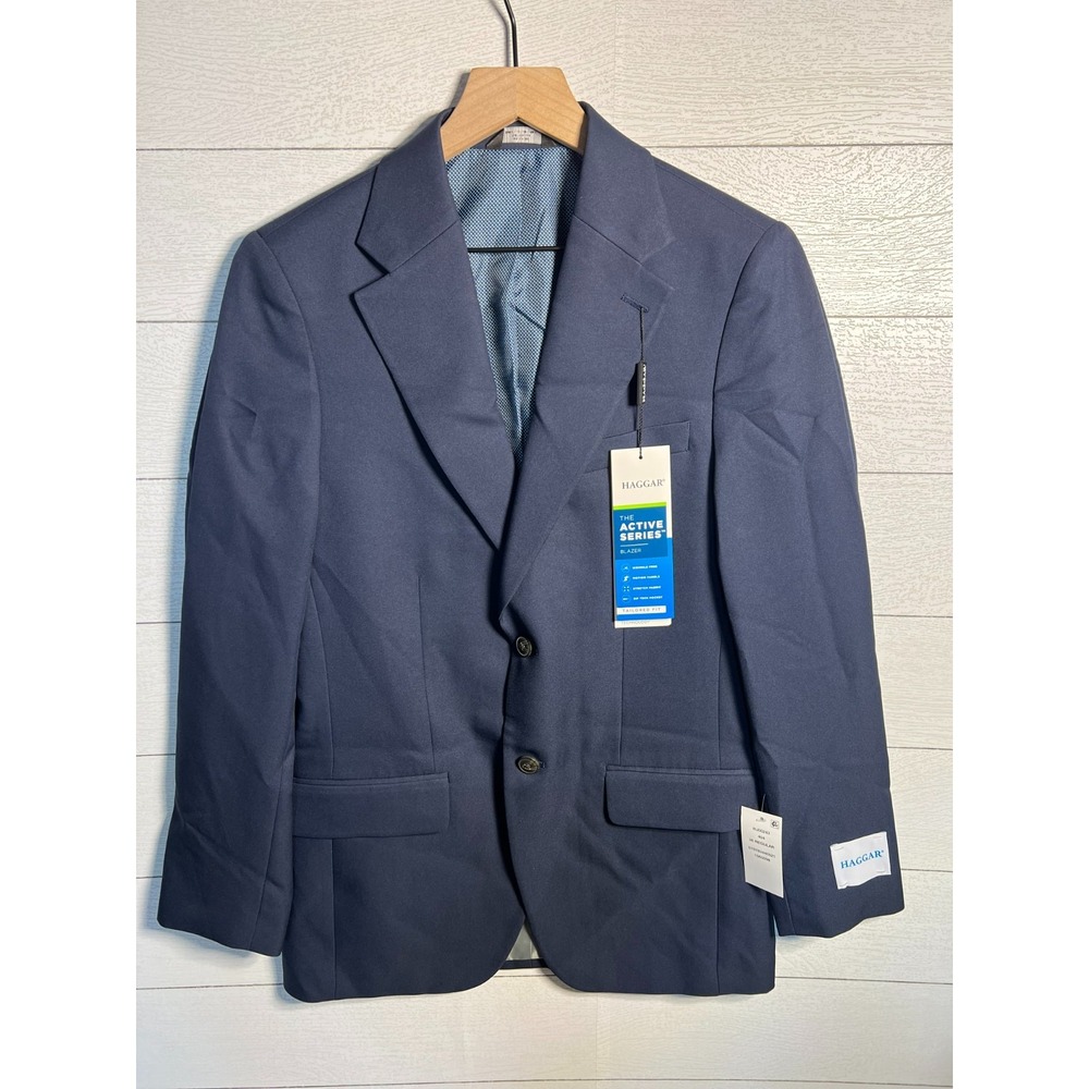 Haggar NEW Mens 36 Regular Active Series Stretch Blazer Blue Suit Jacket